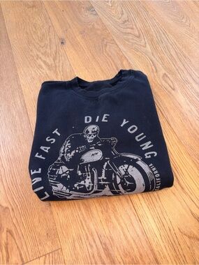 Black 'Live Fast Die Young' Graphic Crewneck Sweatshirt